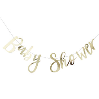 Gold Foiled Baby Shower Backdrop Bunting, 2 of 3