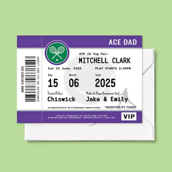 Personalised Tennis Ticket Card For Dad, 3 of 3