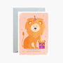 Happy Birthday Lion With Presents Greeting Card, thumbnail 2 of 2