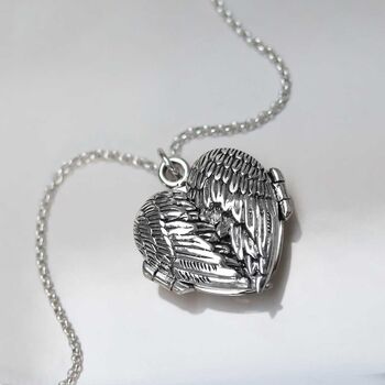 Sterling Silver Love Wings Locket Necklace, 4 of 12