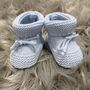 Knitted Tie Up Newborn Baby Booties, thumbnail 6 of 8