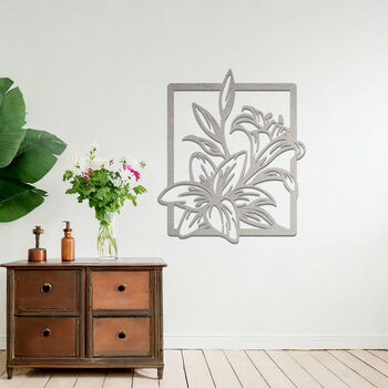 Elegant Metal Lily Wall Sculpture For Indoor Or Outdoor Walls, 6 of 11