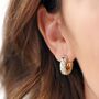 Gold Plated Geometric Enamel Hoop Earrings, thumbnail 3 of 12