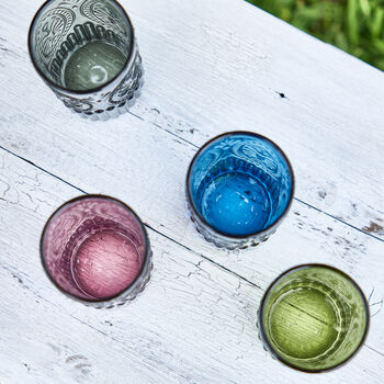 Vivali Colourful Embossed Highball Glass Tumblers, 2 of 4