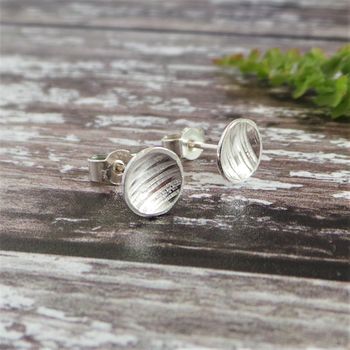 Bark Hammered Silver Dome Stud Earrings, 2 of 4
