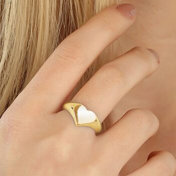 Heart Love Signet Ring In Sterling Silver, Gold Plated, 9 of 9