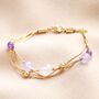 Stainless Steel Semi Precious Multi Strand Bracelet In Gold, thumbnail 1 of 4