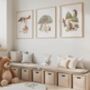 Woodland Mushroom House Animals Nursery Wall Art Set, thumbnail 1 of 3