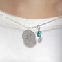 Silver Plated Script Initial Birthstone Disc Necklace, thumbnail 1 of 9
