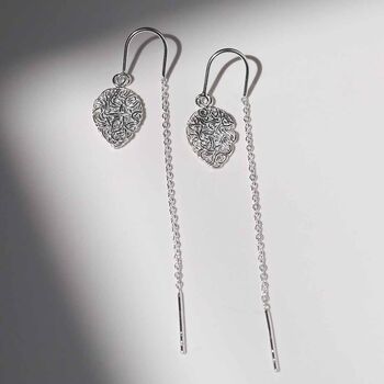 Sterling Silver Filigree Peardrop Threaders, 2 of 5