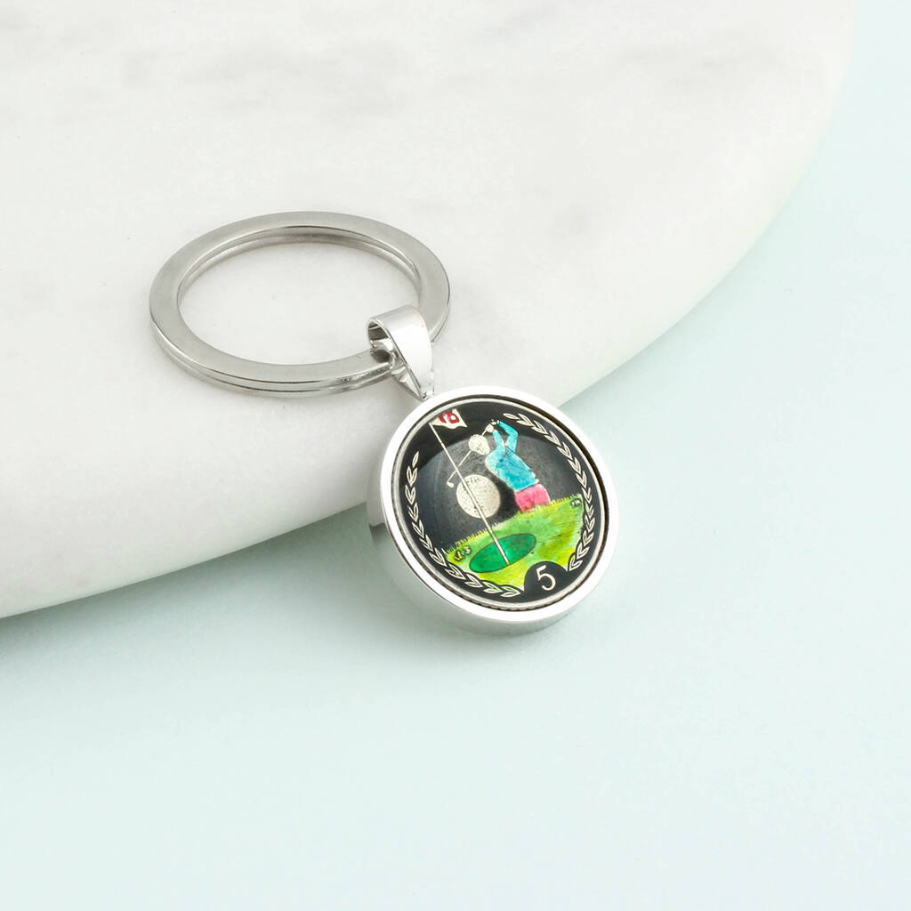 Image of Personalised Enamelled Golfer Keyring