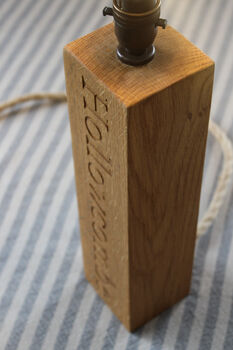 Personalised Wooden Engraved Lamp Stand, 12 of 12