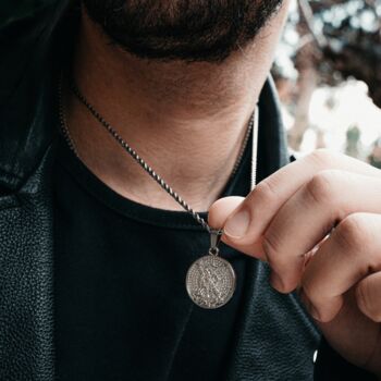 Silver St Michael Pendant Necklace Chain For Men, 2 of 8