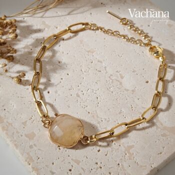Square Gemstone Paperclip Bracelet, 3 of 5