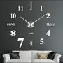 Modern 3D Silent 70/90cm Wall Clock, Black And Silver, thumbnail 3 of 7