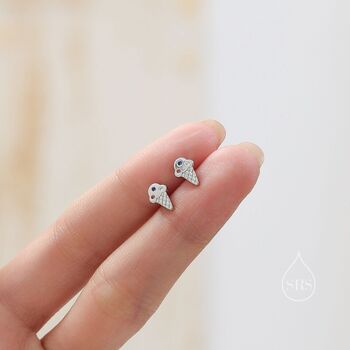 Cute Tiny Ice Cream Cz Stud Earrings In Sterling Silver, 2 of 10