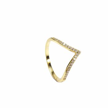 V Ring Cz Rose Or Gold Plated 925 Silver, 5 of 8