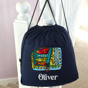 Personalised Sardines Drawstring Pe Kit Bag, 2 of 5