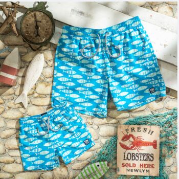 Father And Son Fish Print Matching Swim Shorts, 2 of 8