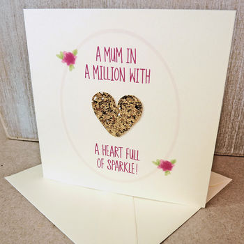 'Mum In A Million' Glitter Heart Mother's Day Card, 2 of 7
