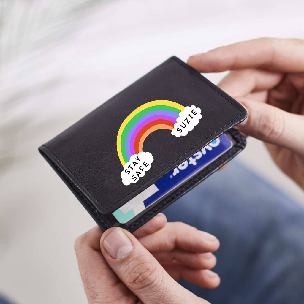 Personalised Stay Safe Leather Card Holder By Vida Vida