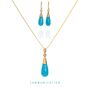 18ct Gold Turquoise Throat Droplet Necklace And Earrings | By Elizabeth Raine, thumbnail 1 of 12