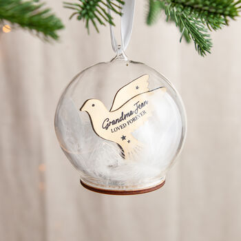 Metallic Dove Memorial Bauble With Feathers, 2 of 5