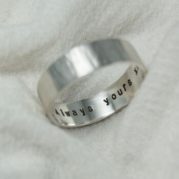 Men's Personalised Silver Textured Ring, 7 of 11