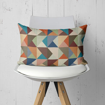 Multicoloured Abstract Geometric Block Print Cushion Cover, 4 of 12