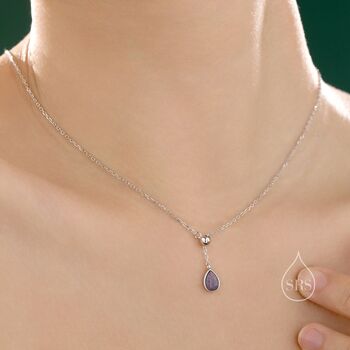 Delicate Purple Opal Droplet Lariat Pendant Necklace, 4 of 12