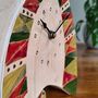Large Mantel Clock In Green And Burgundy Triangle Pattern, thumbnail 4 of 8