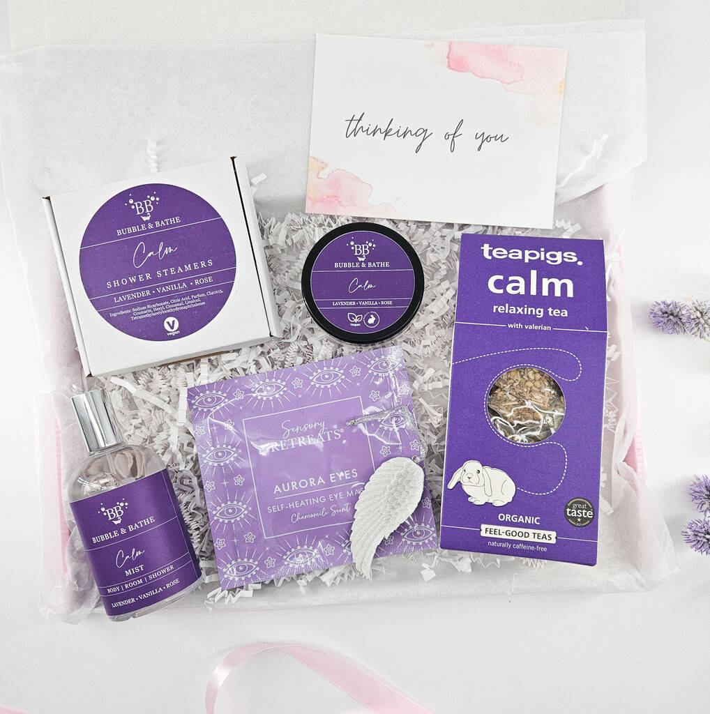 Calming Spa Relaxation Gift Box – Thinking Of You Wellness And Comfort Hamper, 1 of 10
