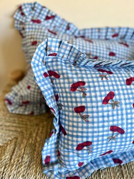Cherry Print Gingham Cushion, 2 of 4