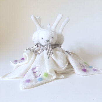 Cashmere Bunny Rabbit Baby Comforter, 6 of 11
