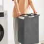 Two Compartment Grey Laundry Hamper Basket, thumbnail 2 of 9