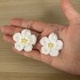 Handmade Crochet White Daisy Earrings: Surgical Steel, thumbnail 11 of 12