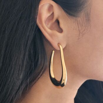 Irregular U Shape Hoops Gold, 2 of 8