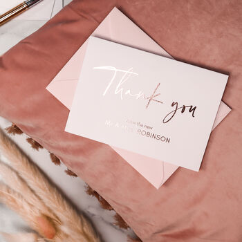 Personalised Wedding Thank You Card With Rose Gold Foil, 6 of 7