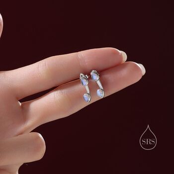 Moonstone Droplet Ear Jacket In Sterling Silver, 2 of 10