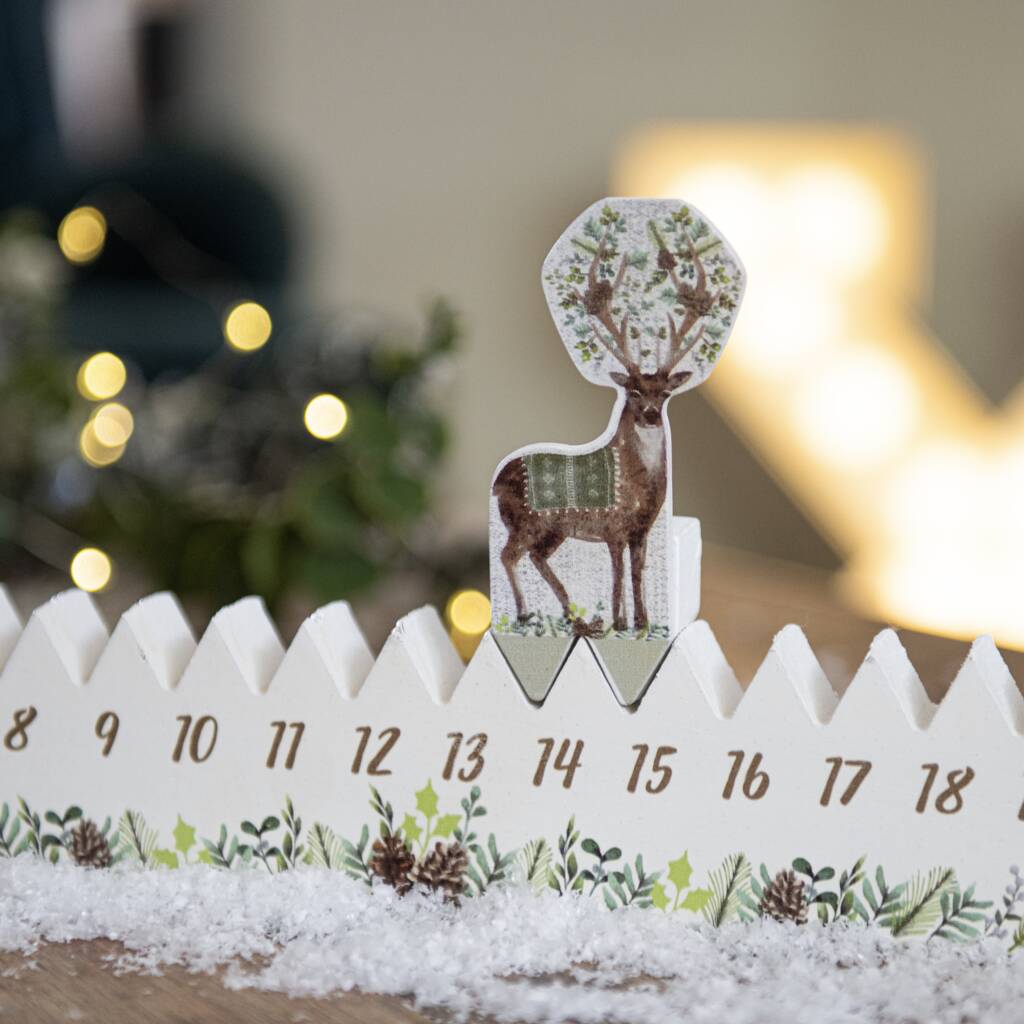 Personalised Wooden Advent With Reindeer, 1 of 4