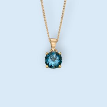 Genuine London Blue Topaz Necklace In 9ct Gold, 3 of 12