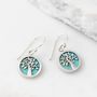 Tree Of Life Healing Turquoise Silver Earrings, thumbnail 3 of 8