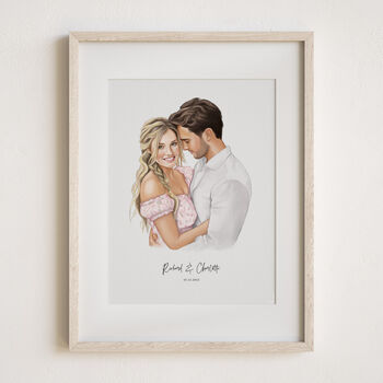 Engagement Gift Custom Couple Portrait Painting Hand Drawn From Photo, 9 of 11