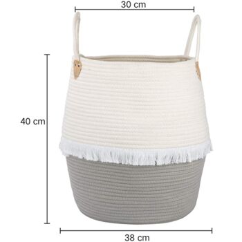 Nursery Laundry Basket Storage Grey Beige With Tassels, 2 of 4