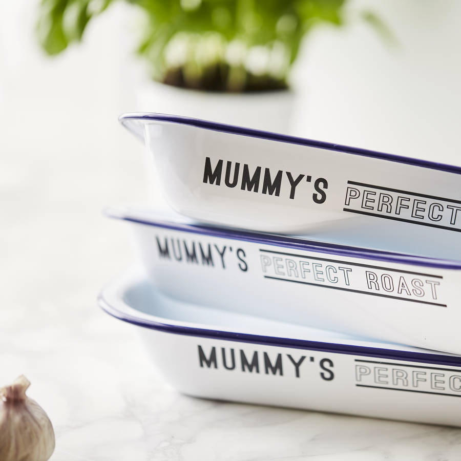 enamel personalised baking tray by sophia victoria joy