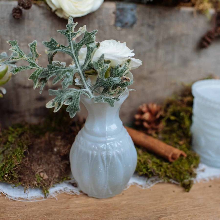 Frosted White Glass Bud Vase By The Wedding Of My Dreams