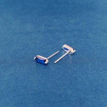 Sapphire Blue Birthstone Stud Earrings, 925 Sterling Silver, 4 of 6