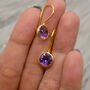 Purple Amethyst Gold Earrings, thumbnail 6 of 6