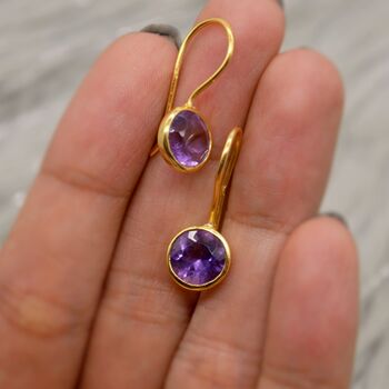 Purple Amethyst Gold Earrings, 6 of 6