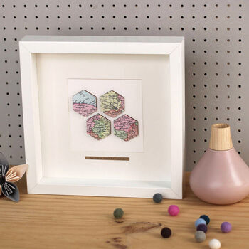 Personalised Four Hexagons Map Picture, 2 of 3
